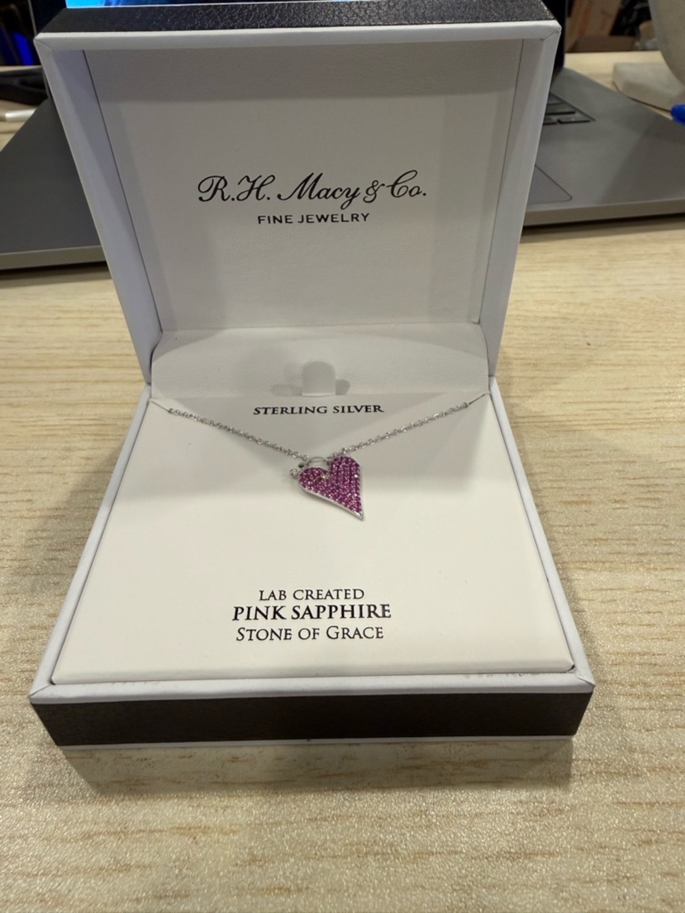 Sterling Silver Pink Heart Necklace
